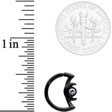 Load image into Gallery viewer, 16G 3/8 Clear Gem Black Crescent Moon Closure Ring
