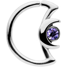 Load image into Gallery viewer, 16G 3/8 Purple Gem Crescent Moon Closure Ring
