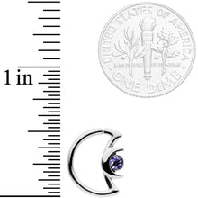 Load image into Gallery viewer, 16G 3/8 Purple Gem Crescent Moon Closure Ring
