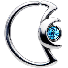 Load image into Gallery viewer, 18G 3/8 Aqua Gem Crescent Moon Closure Ring
