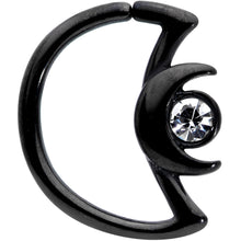 Load image into Gallery viewer, 18G 3/8 Clear Gem Black Crescent Moon Closure Ring
