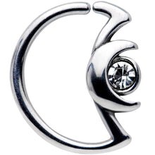 Load image into Gallery viewer, 18G 3/8 Clear Gem Crescent Moon Closure Ring
