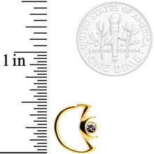 将图片加载到图库查看器，18G 3/8 Clear Gem Gold Tone Crescent Moon Closure Ring
