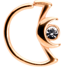 Load image into Gallery viewer, 18G 3/8 Clear Gem Rose Gold Tone Crescent Moon Closure Ring
