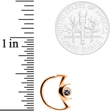 Load image into Gallery viewer, 18G 3/8 Clear Gem Rose Gold Tone Crescent Moon Closure Ring
