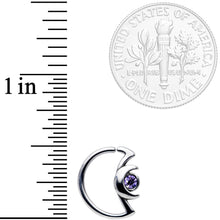 Load image into Gallery viewer, 18G 3/8 Purple Gem Crescent Moon Closure Ring
