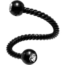 Load image into Gallery viewer, 14G 3/8 Clear Gem Black Twist Spiral Twister Belly Ring
