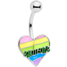 将图片加载到图库查看器，Embrace Pastel Rainbow Heart Dangle Belly Ring
