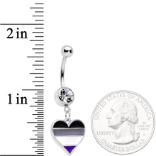 Load image into Gallery viewer, Clear Gem Black Grey White Purple Asexual Pride Heart Belly Ring
