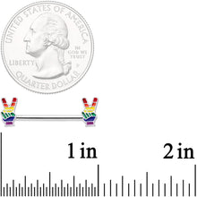 将图片加载到图库查看器，14G Pride Rainbow Peace Sign Barbell Nipple Ring Set
