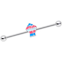 Load image into Gallery viewer, 14G Pink Blue Transgender Pride Fist Barbell Industrial 38mm
