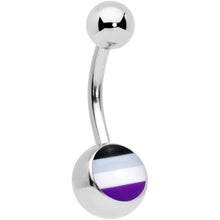 Load image into Gallery viewer, Black Grey White Purple Asexual Pride Flag Belly Ring
