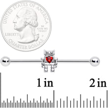 Load image into Gallery viewer, 14G Red Gem Heart Valentines Day Robot Industrial Barbell 38mm
