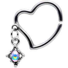 将图片加载到图库查看器，16G 3/8 Aurora Orb Funky Heart Right Ear Dangle Closure Ring
