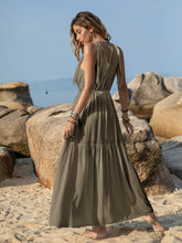 Load image into Gallery viewer, White V-Neck Tie Shoulder Maxi Dress Effortless &amp; Flowy Summer Essential Long Girls Dress
