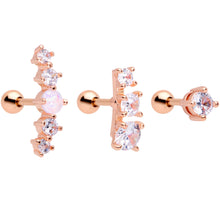 Load image into Gallery viewer, 16G 1/4 Clear CZ Rose Gold PVD Internally Threaded Tragus Set

