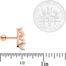 Load image into Gallery viewer, 16G 1/4 Clear CZ Rose Gold PVD Internally Threaded Tragus Set
