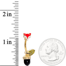 将图片加载到图库查看器，Gold Tone Wilderness Fox and Acorn Double Mount Belly Ring
