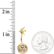 Load image into Gallery viewer, Clear Gem Gold Tone Birds Nest Double Mount Belly Ring
