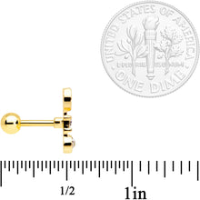 Load image into Gallery viewer, 16G 1/4 Clear CZ Gem Gold Tone Crescent Wrench Cartilage Tragus
