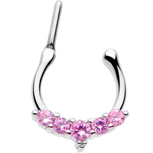 Load image into Gallery viewer, 16G 3/8 Pink CZ Gem Blaze Cartilage Clicker
