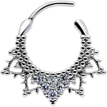 Load image into Gallery viewer, 16G 3/8 Clear CZ Gem Triangle Ornate Septum Clicker
