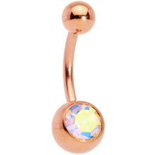 Load image into Gallery viewer, Aurora Gem Rose Gold Tone Variety Bulldog Belly Ring Set of 4
