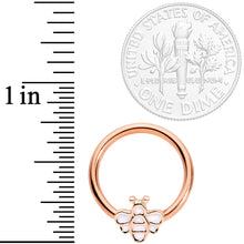 Load image into Gallery viewer, 14G 1/2 Rose Gold Tone Bumble Bee BCR Captive Nipple Ring Set
