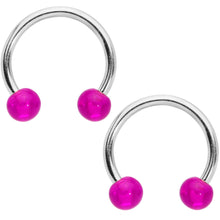 Load image into Gallery viewer, 14G Clear Pink Gem Giraffe UV Horseshoe Nipple Ring Set
