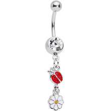 将图片加载到图库查看器，Clear Gem Spring Flower Lady Bug Dangle Belly Ring
