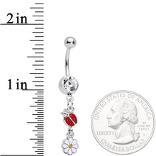 将图片加载到图库查看器，Clear Gem Spring Flower Lady Bug Dangle Belly Ring

