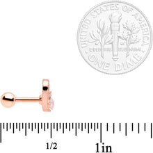 Load image into Gallery viewer, 16G 1/4 Aurora Gem Rose Gold Tone Hollow Heart Cartilage Tragus
