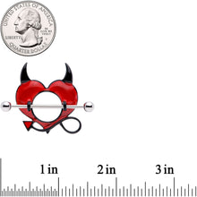 将图片加载到图库查看器，14G 28mm Red Black Lil Devil Heart Nipple Shield Set
