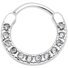 Load image into Gallery viewer, 16G 3/8 Clear Gem Paved Septum Clicker
