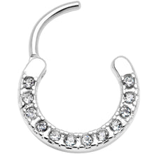 Load image into Gallery viewer, 16G 3/8 Clear Gem Paved Septum Clicker
