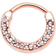 Load image into Gallery viewer, 16G 5/16 Clear Gem Rose Gold Tone Paved Cartilage Clicker
