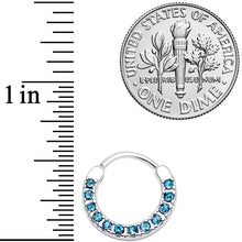 Load image into Gallery viewer, 16G 3/8 Aqua Gem Paved Septum Clicker
