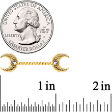 将图片加载到图库查看器，14G Clear Gem Gold Tone Witch Moon Barbell Nipple Ring Set
