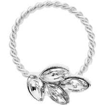 将图片加载到图库查看器，16G 3/8 Clear Gem Leaves Twisted BCR Captive Ring
