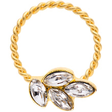 Load image into Gallery viewer, 16G 3/8 Clear Gem Gold Tone Leaves Twisted BCR Captive Ring
