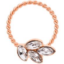 Load image into Gallery viewer, 16G 3/8 Clear Gem Rose Gold Tone Leaves Twisted BCR Captive Ring
