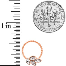 Load image into Gallery viewer, 16G 3/8 Clear Gem Rose Gold Tone Leaves Twisted BCR Captive Ring

