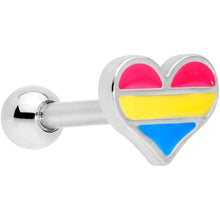 Load image into Gallery viewer, 16G 1/4 Pansexual Pride Heart Cartilage Tragus Earring
