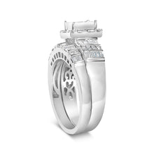 Load image into Gallery viewer, Sterling Silver 1.0 Cttw Diamond Composite Head Bridal Engagement Ring Set
