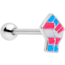 Load image into Gallery viewer, Pink White Blue Transgender Pride Fist Barbell Tongue Ring
