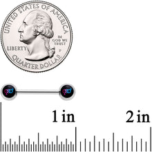 Load image into Gallery viewer, 14G Pink Purple Blue Bisexual Pride Logo Barbell Nipple Ring Set
