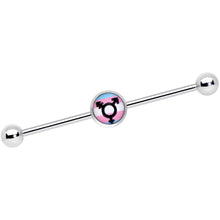 Load image into Gallery viewer, 14G Transgender Pride Logo Industrial Barbell 38mm

