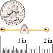 Load image into Gallery viewer, 14G Gold Tone Shark Attack Industrial Barbell 38mm
