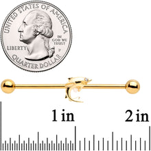 Load image into Gallery viewer, 14G Clear Gem Gold Tone Toothy Shark Industrial Barbell 38mm
