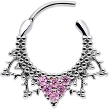 将图片加载到图库查看器，16G 3/8 Pink CZ Gem Triangle Ornate Septum Clicker
